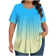 thumbnail image 2 of IchuanyiWomens Plus Size Summer Tops Flowy Pleated T Shirts Crew Neck Short Sleeve Blouses Casual Loose Tunics Tee, 2 of 5