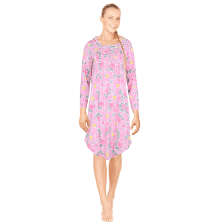 

JEFFRICO Womens Long Sleeve Nightgowns Sleepwear Soft Pajama Dress Nightshirts Plus Size