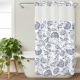 thumbnail image 3 of Pastoral Flowers No Hook Shower Curtain Waterproof, Bathroom Curtains with Snap in Liners and See Through Top Window, Vintage Haze Blue Farmhouse Plant Hotel Style Bathtub Curtains Shower 54"Wx78"L, 3 of 8