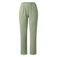 thumbnail image 3 of Baqcunre Linen Pants Women Trouser Pant Casual Baggy Elastic Waist Trouser Wide Leg Pant With Pocket Fashion Pant Womens Sweatpants Womens Pants Green 4XL, 3 of 5