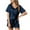 Dark Blue, variant on cfhntfmh Silk Pajama Sets for Women Short Sleeve V Neck T-Shirts Loose Wide Leg Shorts Pj Set 2 Piece Soft Sleepwear Loungewear
