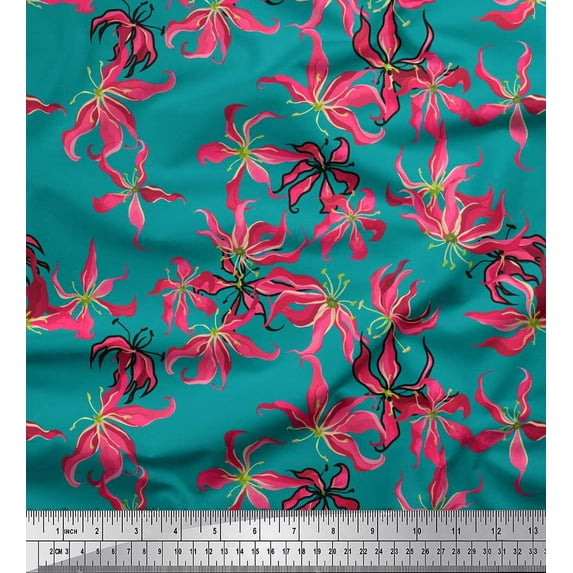 Soimoi Cotton Poplin Fabric Wildflower Floral Printed Craft Fabric by The Yard 42 Inch Wide