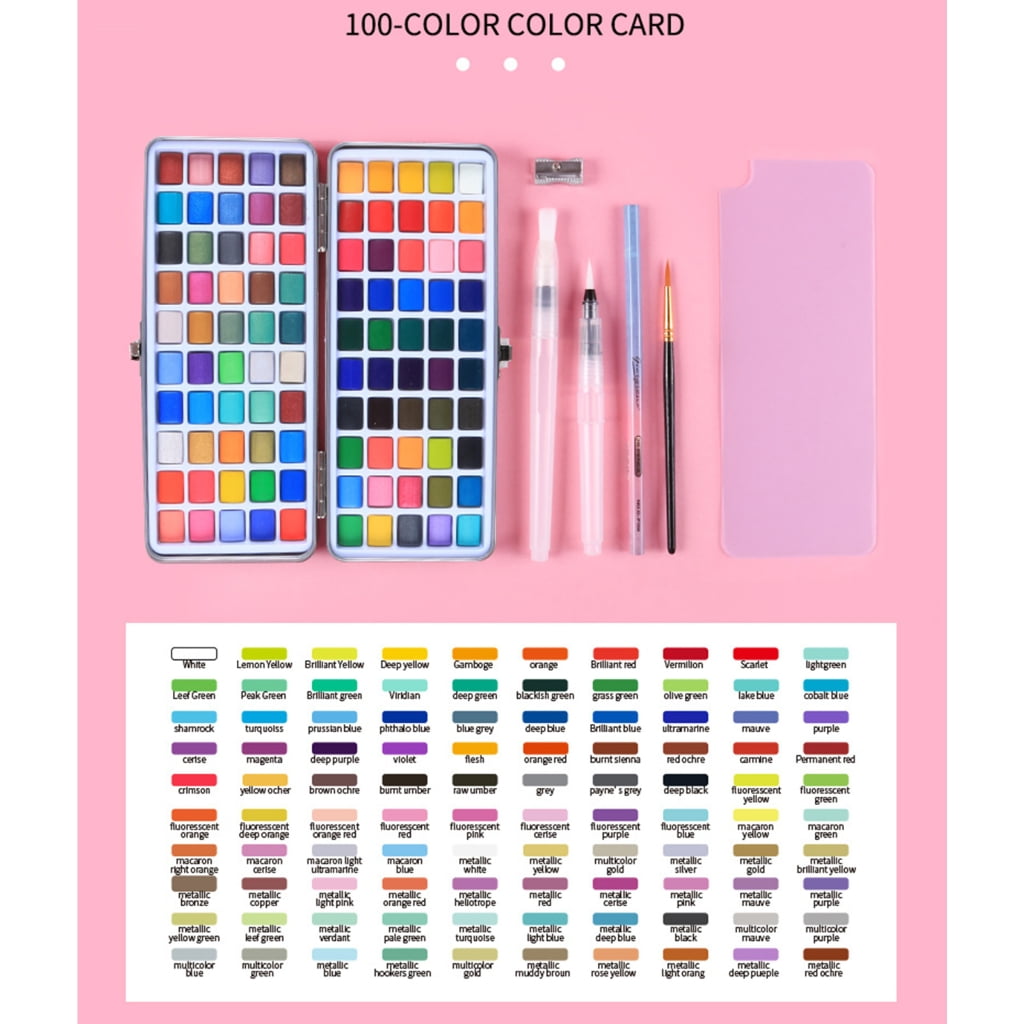 ZPAQI 50/72/90/100 Colors Solid Watercolor Paint Set Drawing Supplies for Students