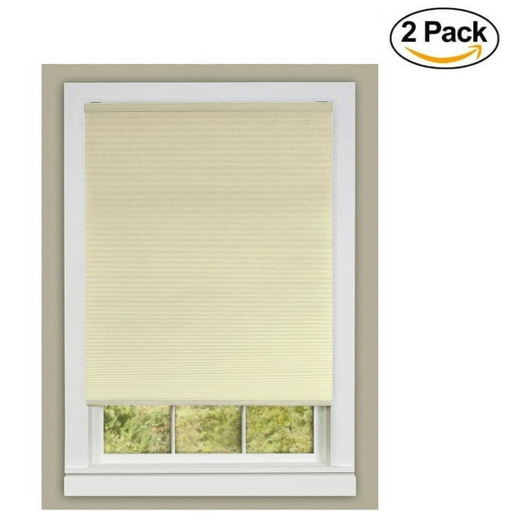 Achim Home Furnishings Honeycomb Pleated Cordless Window Shade, 35 by 64-Inch, Alabaster (Set of 2)