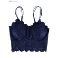 thumbnail image 5 of BadPiggies Women's Camisole Floral Lace Bralette Strap Thin Bandeau Padded Sexy Bra Wire Free (M, Navy), 5 of 8