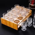 thumbnail image 4 of Premium Glass Legged Drinking Glasses Set of 9 Decorative 50ml Shot Cups with Exquisite Carving, 4 of 8