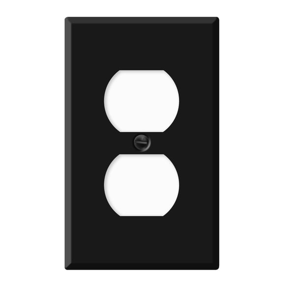 Black Duplex Receptacle Metal Wall Plate, Black Outlet Cover, 1-Gang Standard Size, 4.50" x 2.76", Matte Black Light Switch Covers, Made In USA, Corrosion Resistant, With Matching Screws