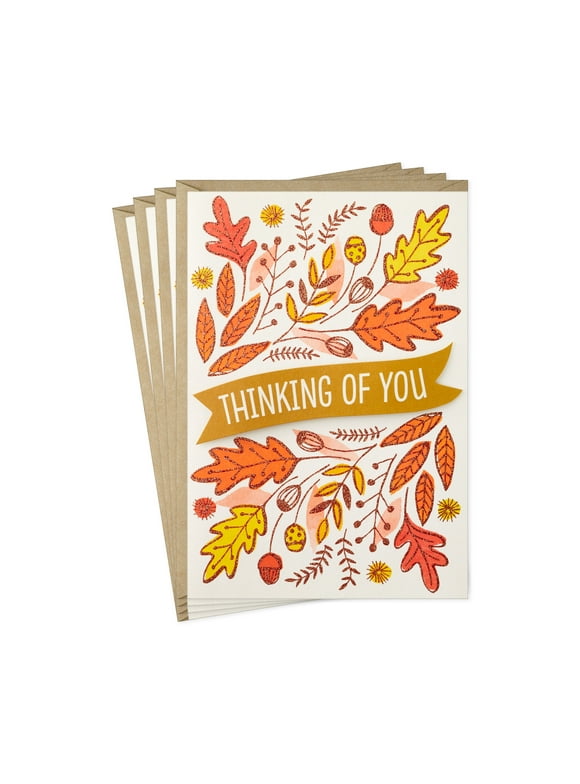 Hallmark Pack of Thanksgiving Cards, Thinking of You (4 Cards with Envelopes)