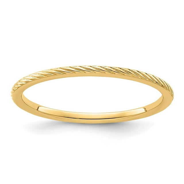 Diamond2Deal 14k Yellow Gold 1.2mm Twisted Wire Pattern Women's Stackable Band Size 5.5