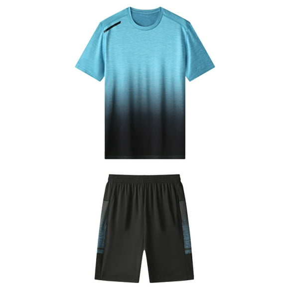 GDREDA Men's Sleepwear for All Seasons Men's Summer Outdoor Sports Q Uick Drying Short Sleeved Shorts Running Casual Two Piece Set Men's Pajama & Loungewear Blue,XXXXL