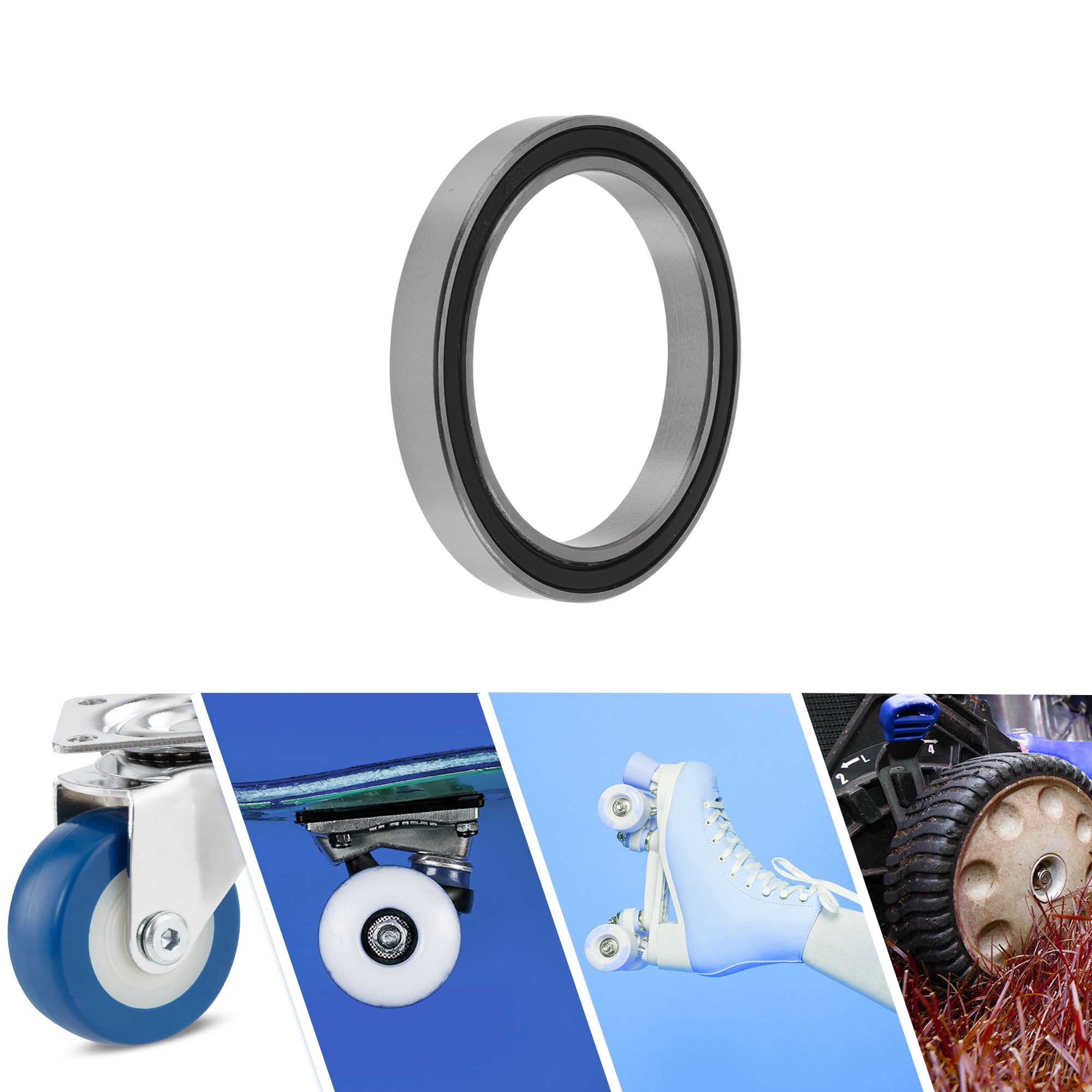 Unique Bargains 6812DD Deep Groove Ball Bearings 60x78x10mm P4 Double Rubber Seal Lubricated Bearings Car Scooter Skateboard Wheel Universal Silver Tone Black