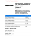 thumbnail image 2 of Rear Shock Absorber - Compatible with 1999 - 2006 Chevy Silverado 1500 2000 2001 2002 2003 2004 2005, 2 of 2