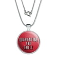 thumbnail image 1 of Quarantine and Chill 1" Pendant with Sterling Silver Plated Chain, 1 of 3