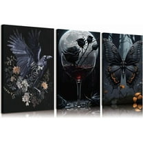 Vintage Gothic Canvas Wall Art Dark Academia Pictures Wall Decor Spooky Dark Rose Posters Prints Paintings for Bedroom Living Room Artwork Home Decoration Unframed