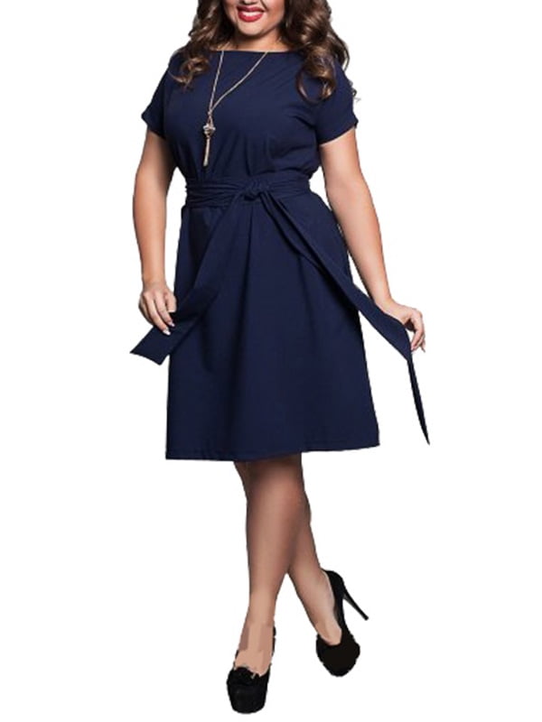 plus size navy blue dress with sleeves