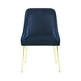 thumbnail image 2 of 23 Inch Side Chair Set of 2 Blue Fabric Sloped Arms Gold Metal Legs - Saltoro Sherpi, 2 of 5