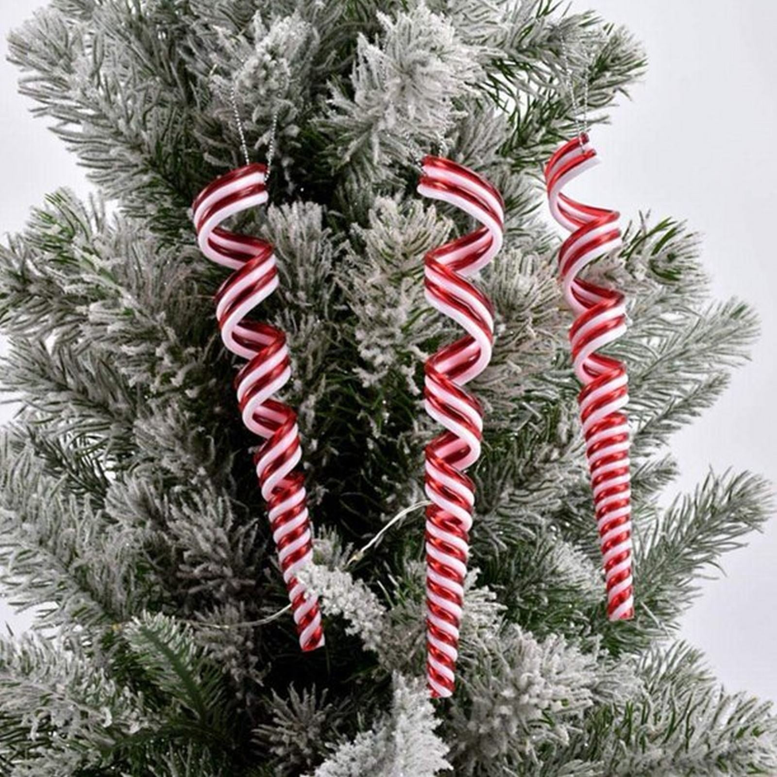 Giyblacko Christmas Hanging Ornaments 6 Pcs Christmas Lollipop Ornament Plastic White and Red Candy Cane Decorations Christmas Tree Decor