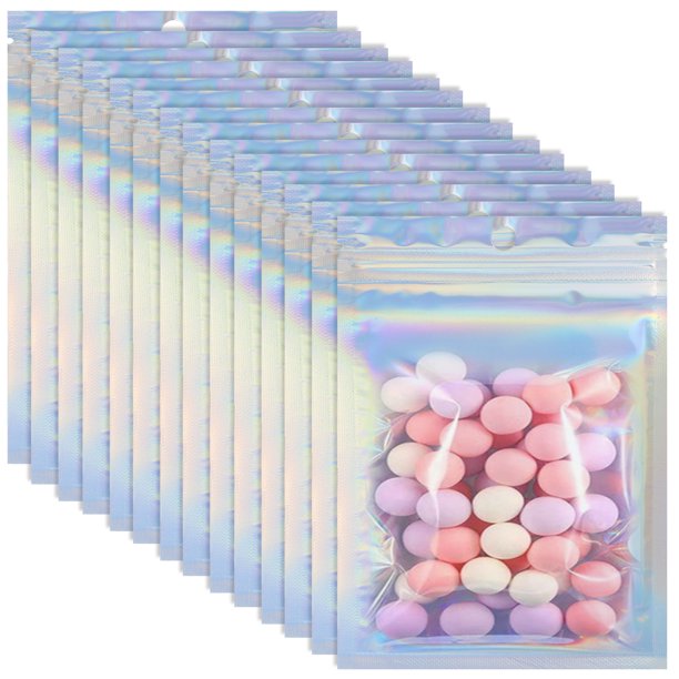 100Pcs Foil Ziplock Bags Resealable Ziplock Bags Flat Foil Pouch Smell Proof Bags Ziplock Food