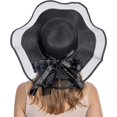 thumbnail image 2 of Sombrero de paja para mujer, plegable, de ala ancha, con protección UV UPF50, para viajes, para playa y verano, 2 of 7