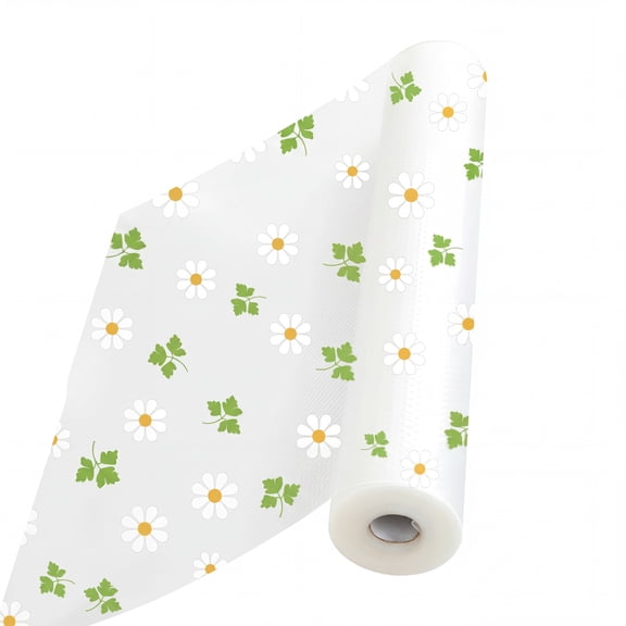 CNDRLEF Non-Adhesive EVA Shelf Liner Roll, Daisy Pattern, 11.8" x 118", Non-Slip Waterproof for Drawers and Cabinets