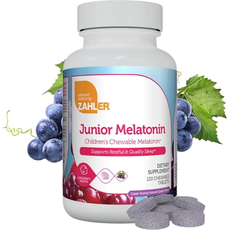 Zahler Kids Melatonin 1mg Chewable, Fast-Acting Sleep Support Supplement for Children, Kosher, Delicious Grape Flavor, 120 Chewable Tablets…