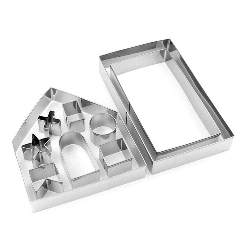 10Pcs Stainless Steel Christmas House Cookie Cutter Kit 3D Chocolate