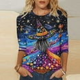 thumbnail image 2 of Womens Tops Halloween 3/4 Length Sleeve Shirts Fashion Halloween Printed Plus Size Tunic Tops Blouses Fall Casual Round Neck Pullover Halloween Holiday Costume TShirt, 2 of 5