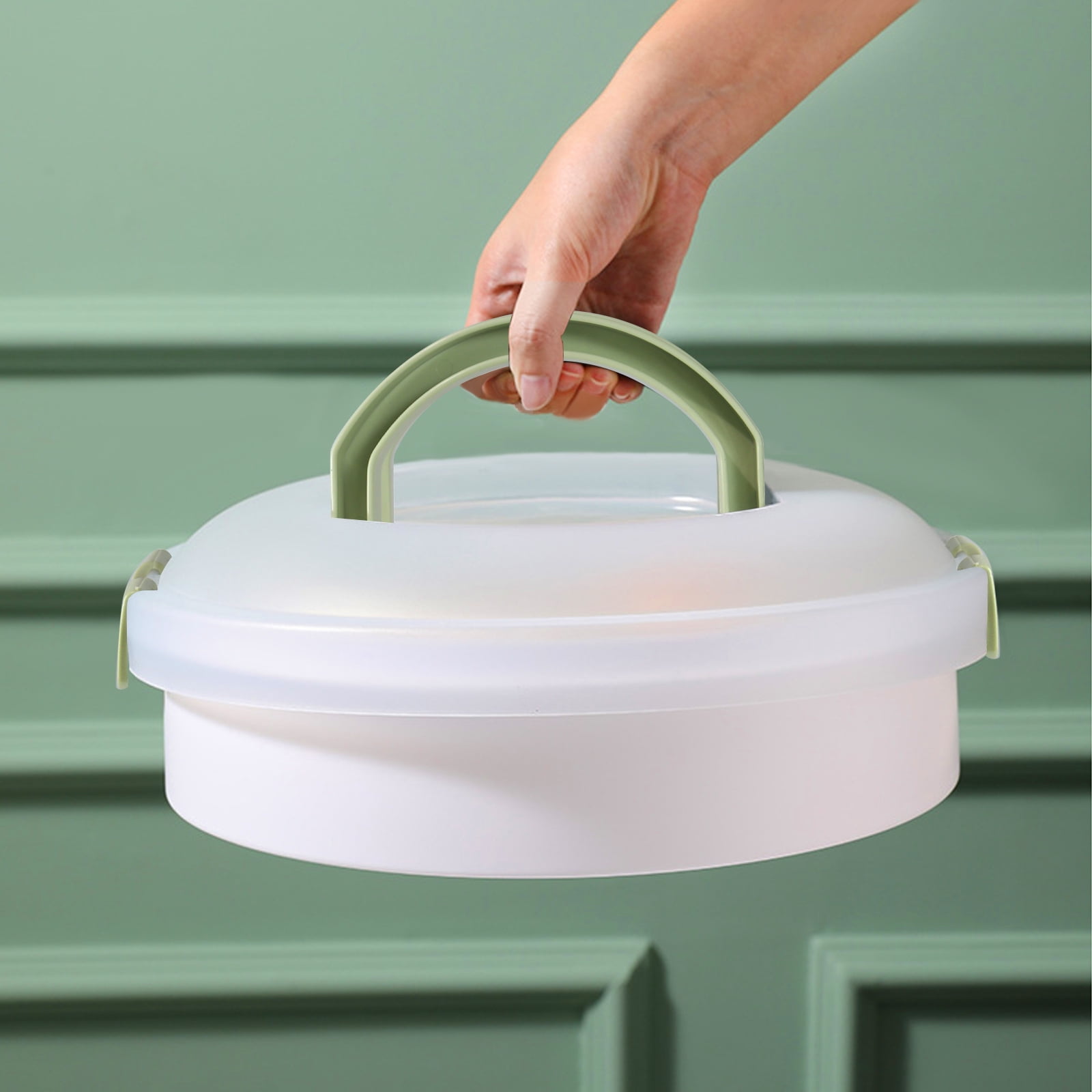 10 Inch Portable Pie Carrier with Lid and Tray 3-In-1 Round Cupcake Container Egg Holder Muffin Tart Cookie Keeper Food