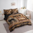 thumbnail image 2 of Castle Fairy Jungle Animal Beer 7-Piece Twin Bedding,Rustic Cabin Wildlife Bedding Comforter Set,Natural Brown Black,Black Reversible, 2 of 7