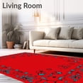 thumbnail image 2 of ODIKA 2'x3' Machine Washable Non-Slip Area Rug, Enchanted Woodland Scene with Playful Squirrels and Berry Clusters High Traffic Rug with Pad, Red, 637397, 2 of 8
