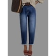 thumbnail image 3 of Jeans elegantes, holgados, cintura alta, novio, azul marino, para mujer, 3 of 9
