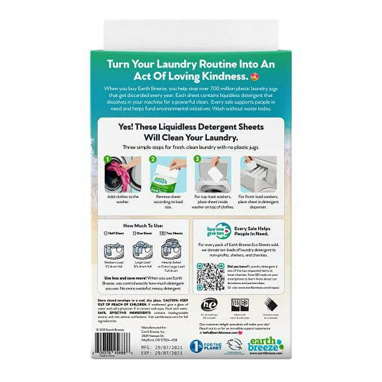 Earth Breeze Laundry Detergent Sheets - Fresh Scent - 60 Loads
