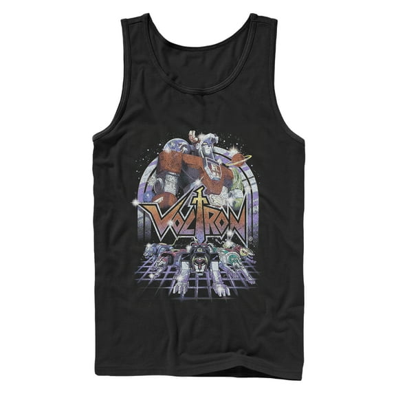 Men's Voltron: Defender of the Universe Retro Robot Lions  Tank Top Black Large