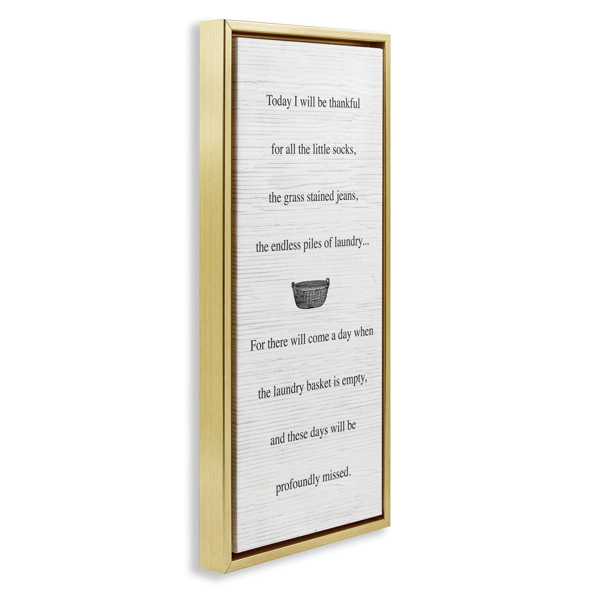 Stupell Industries Thankful Parenting Family Phrase Inspirational Painting Gold Floater Framed Canvas Art Print Wall Art, 15 x 31
