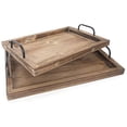 thumbnail image 6 of Besti Rustic Vintage Food Serving Trays (Set of 2) | Nesting Wooden Board with Metal Handles | Stylish Farmhouse Decor Serving Platters | Large: 15 x2 x11" - Small: 13 x2 x9" inc, 6 of 6