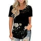 thumbnail image 2 of Pntutb Moda Mujer O-cuello Impresión Casual Suelto Encaje Manga Corta Camiseta tops Pntutb Pntutb-6384, 2 of 5