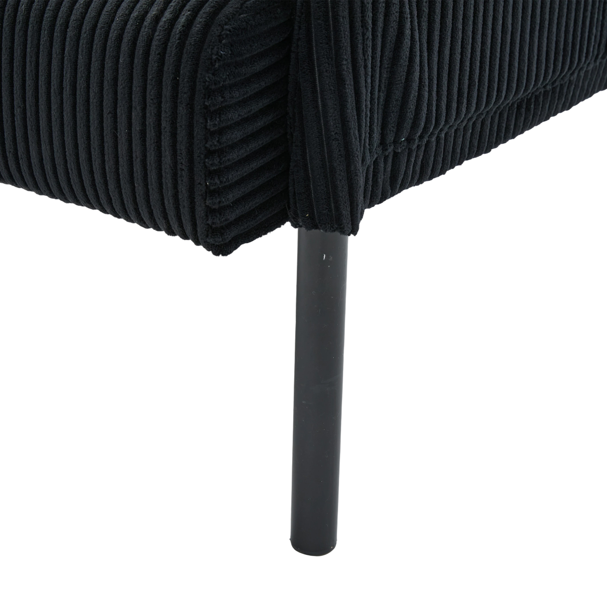 Loveseat, Small Sofa, Couch, Oversized Corduroy 2-Seater Sofa with Side Storage Pockets and Sturdy Metal Legs for Apartment, Dorm or Living Room, Black