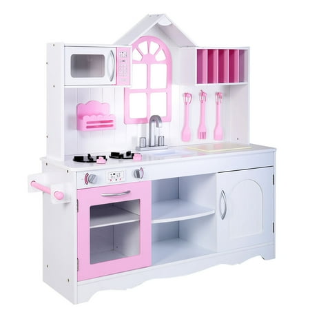 Costway Kids Wood Kitchen Toy Cooking Pretend Play Set Toddler Costway Kids Wood Kitchen Toy Cooking Pretend Play Set Toddler Wooden Playset