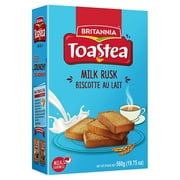 Britannia Toastea Milk Rusk 19.75oz (560g) - Biscotte Au Lait - Crispy, Crunchy Tea Moments - Breakfast & Tea Time Snacks - Halal and Suitable for Vegetarians (Pack of 1)