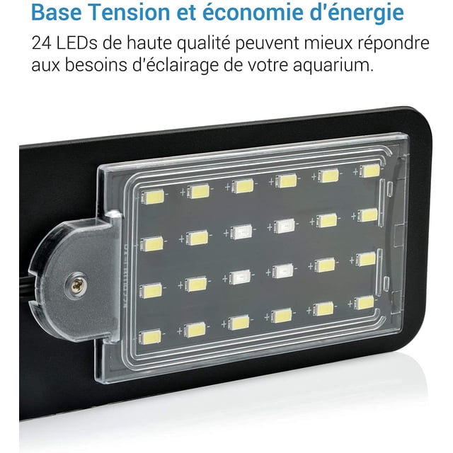 Lámpara LED ultrapequeña para acuarios pequeños, mini lámparas de clip para acuarios, con 24 LED blancos, para acuarios de 30-40 cm, 10 W (negro) XianweiShao 8390614926516