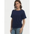 thumbnail image 4 of Women's Short Sleeve Boat Neck Dolman Top with Side Shirring, 4 of 6
