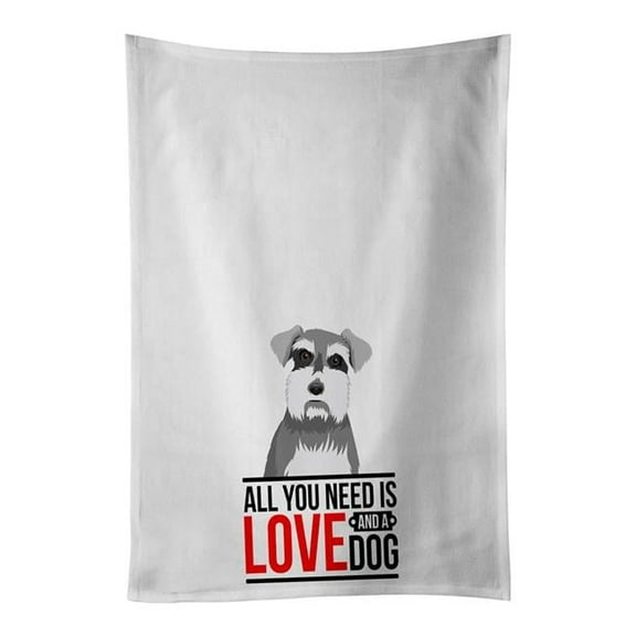 Carolines Treasures WDK3775WTKT 28 x 19 in. Unisex Schnauzer Salt & Pepper No.1 White Dish Towels Kitchen Towel - Set of 2