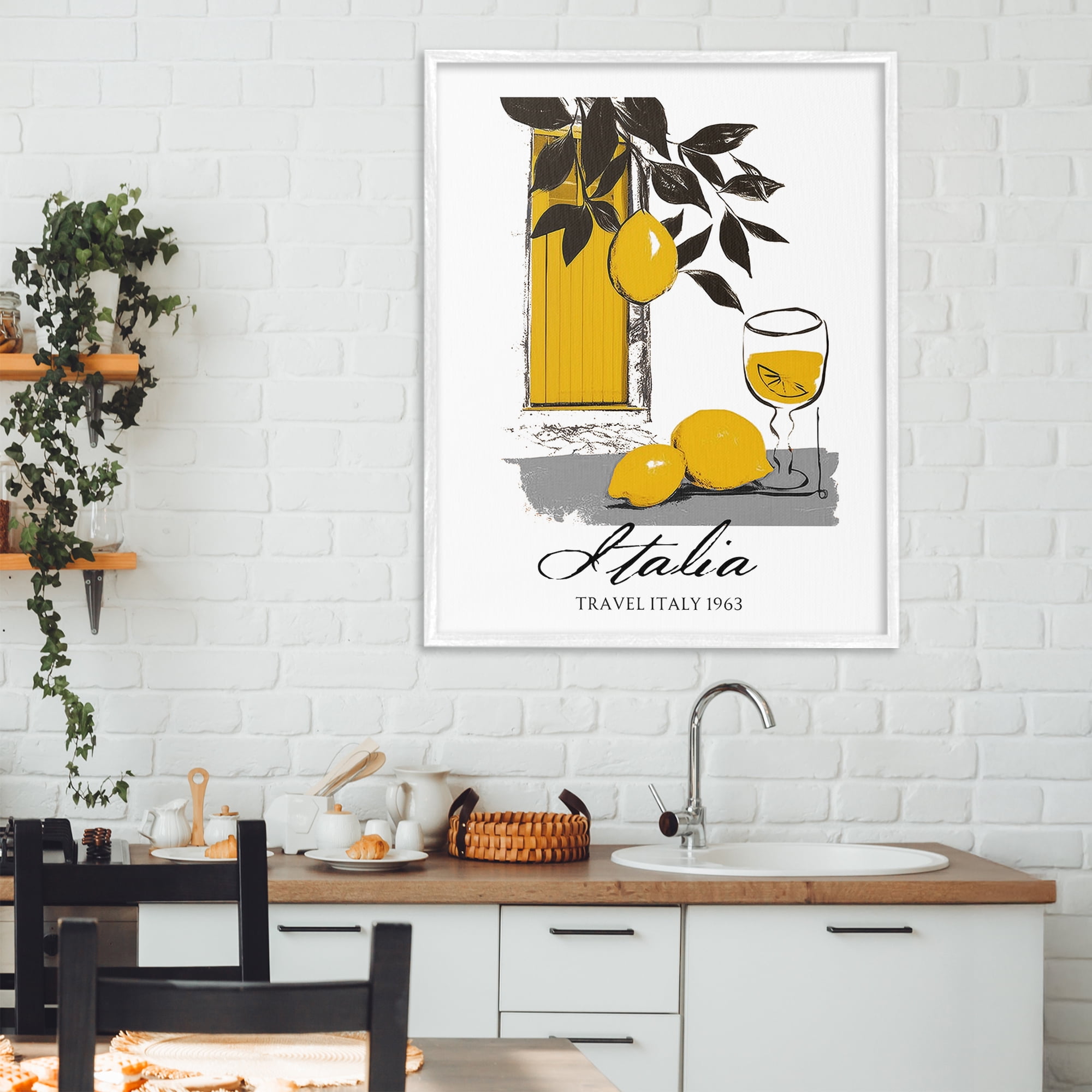 Stupell Industries Travel Italia Lemons White Framed Giclee Art, design by Annabelle Hall