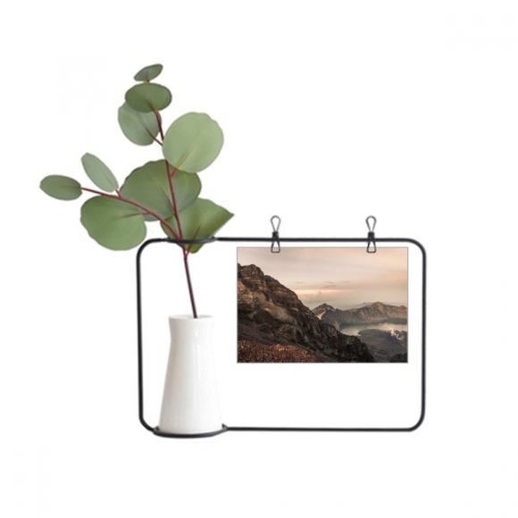 Mountain Desert Sun Mist Clouds Lake Metal Picture Frame Cerac Vase Decor