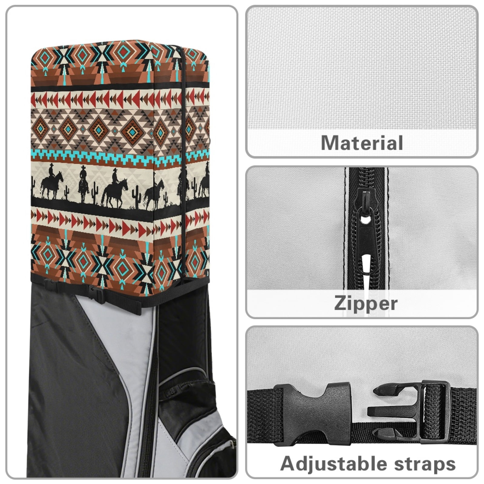 Yuyamidu Cowboy Golf Bag Dust Cover Western Aztec Golf Bags Cover for Men Women Golf Bag Decorations for Tour Bags Golf Bag, Browm