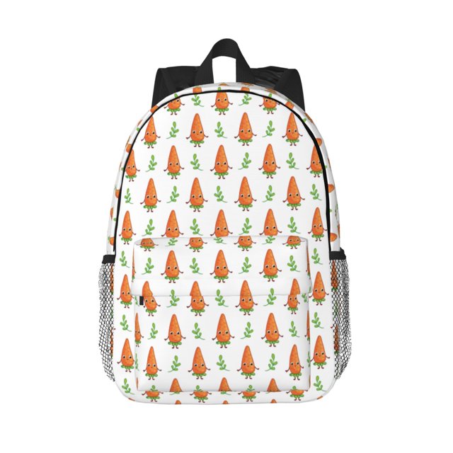 Lukts Cute Carrot Print Pattern 15 Inch Student Backpack, Waterproof Laptop Backpack with Adjustable Shoulder Straps, Lightweight Travel, Campus Backpack, Unisex