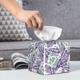 thumbnail image 5 of Uemuo Lavender Flowers Tissue Box Cover Holder, Square with Bottom Belt - PVC Leather Decorative Organizer for Tabletop, Bathroom, Car, Office, 5 of 8