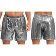 thumbnail image 7 of iiniim Men's Shiny Metallic Disco Shorts Loose Fit with Side Pockets for Casual Daily Party Wear Silver M, 7 of 7