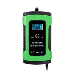 Amdohai 6A Car Battery Intelligent Fast Power Charging Pulse Full Automatic Battery Maintainer Dry Acid Battery Car Jump Starter Emergency Starting Power with Digital LCD Display