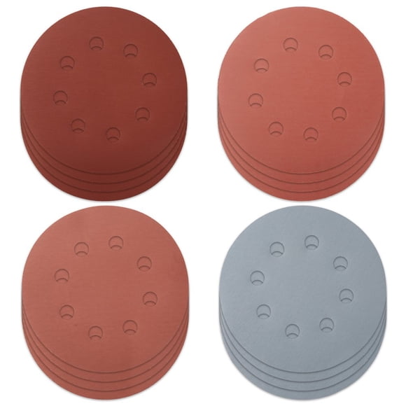 MesaSe 100 Pcs Disques de Ponçage 5 Pouces Tampons de Ponçage en Alumine Papier de Ponçage à 8 Trous Feuille de Ponçage à Changement Rapide Papier de Polissage pour Métal Bois Verre Voiture (10 Gravillons)